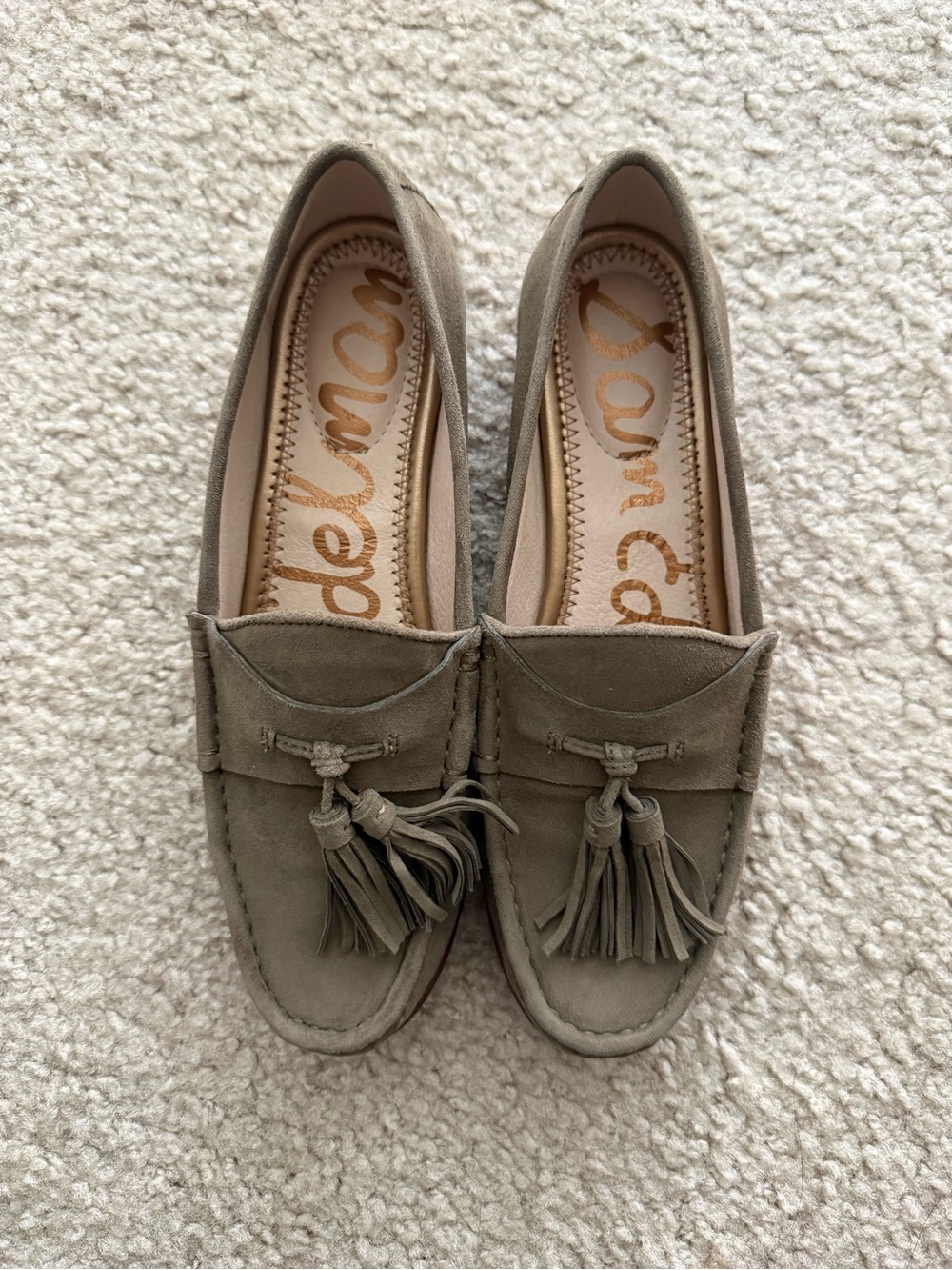 Sam Edelman Moss Green Suede Tassel Loafers
